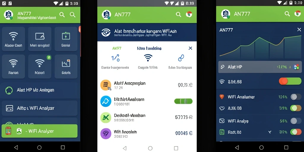Tampilan antarmuka AN777 yang jelas dan informatif untuk WiFi Analyzer.