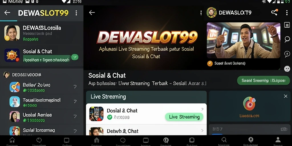Antarmuka DEWASLOT99 menampilkan fitur Live Streaming yang interaktif dan menarik.