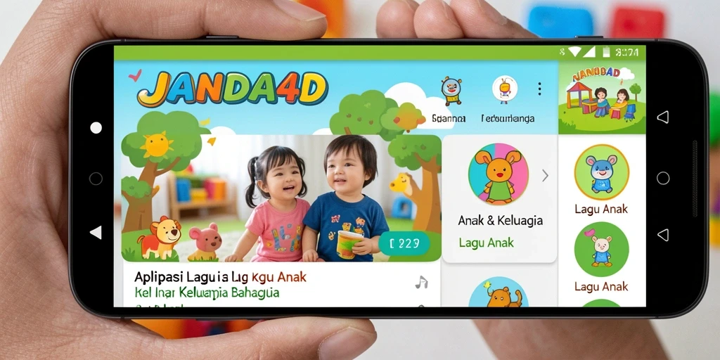 Antarmuka aplikasi JANDA4D yang ceria dan ramah anak.