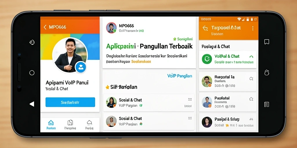 Tampilan antarmuka aplikasi MPO666 untuk VoIP Panggilan yang modern dan mudah digunakan.