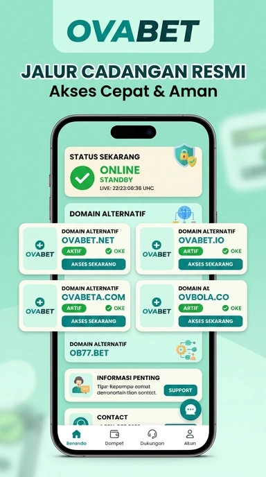 Tampilan link alternatif ovabet
